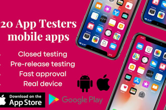 provide 20 app testers 12 app testers for app google play console closed testing
