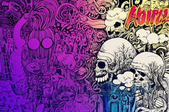 create cartoon doodle art illustration for your project