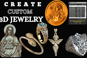 create 3d jewelry model, 3d pendant , 3d bracelet, 3d ring , realistic rendering
