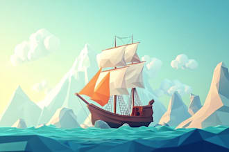 design professional geometric low poly illustration