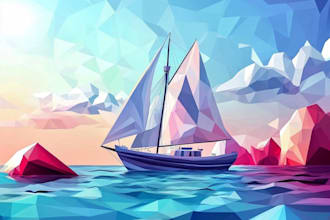 draw a detailed geometric low poly illustration