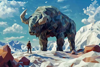 create polygonal art low poly illustration art for you