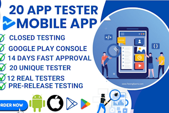 20 app tester 12 tester for mobile app testing bug testing and report qa testing