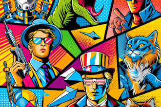 make an awesome and colorful vector wpap pop art