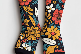 draw sublimation all type of unique socks design  patterns