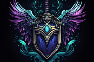 do unique medieval, fantasy, rpg, mmorpg game logo title