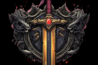 do unique medieval, fantasy, rpg, mmorpg game logo title