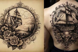 create awesome old school tattoo style design