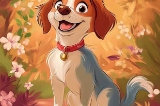 design a unique artwork of a disney pet portrait
