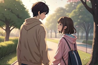 draw a couple illustration in anime style