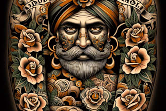 create any design in traditional tattoo or old school style
