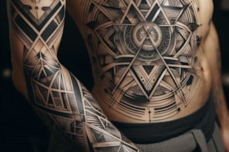 make line art, monoline geometric, minimalist tattoo design