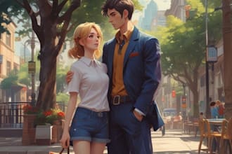 draw couple character from photo in anime style