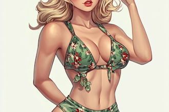 draw a cute and sexy pin up pinup girl character art
