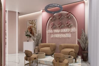 design beauty saloon, spa, hair saloon, pedicure, 3d render