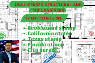 review and stamp as licensed civil and structural engineer in california georgia
