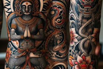 create any design in traditional tattoo or old school style