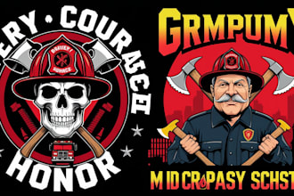 design unique and creative firefighter logo