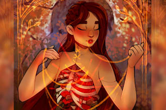 draw fantasy book cover, illustration
