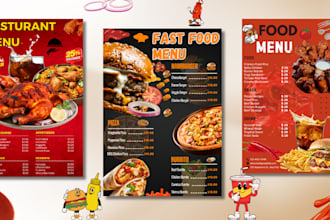 create professional restaurant food menu in 2 hour and price list