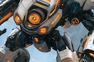 create  mecha robot character concept