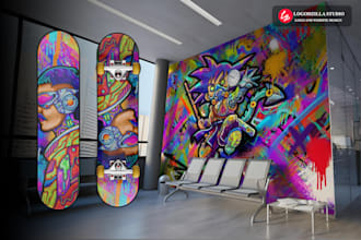 make street art graffiti style for wall cover and skateboard