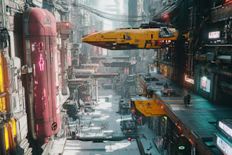make a sci fi and cyberpunk futuristic city art illustration