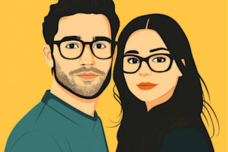 draw couple portrait illustration from your photo