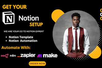 be notion automation guru on n8n make com zapier and setup notion template