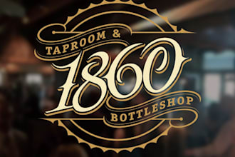 design historic small town craft beer taproom logo