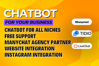 create a custom chatbot for social media platforms using manychat,chatfuel,tidio