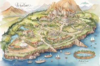 create a custom wedding map watercolor style