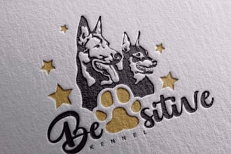 design pet, dog, cat or animal and veterinary clinic logo