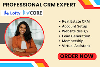 setup real estate crm, lofty crm, kvcore follow up boss lofty idx website design