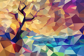 vector illustration in technological low poly style