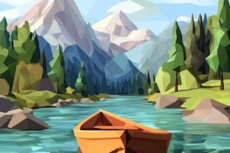 draw a detailed geometric low poly animal vector art