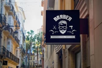 design vintage, emblem, stamp, badge and barber shop logo