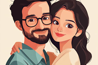 draw high realistic couple vector portrait from photo