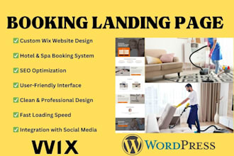 create cleaning services wix hotel spa booking landing page website design