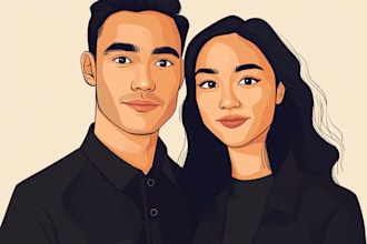 create amazing couple portrait illustration from your photo