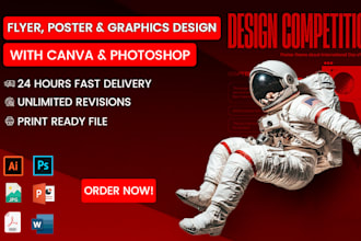 design flyer, poster and graphics in canva, photoshop editable templets