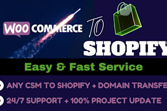 migrate wocommerce data to shopify store setup and data transfer website domain