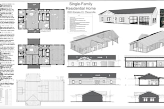 architect of city permit construction drawings, floor plans, framing plan, mep