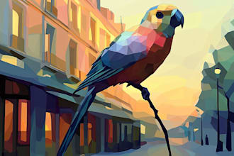 draw a professional geometric low poly illustration