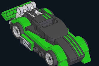 3d lego design, lego car, lego moc, lego technic, with manual instruction