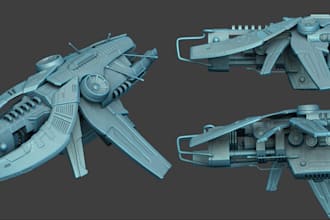 create 3d spaceship model military vehicle model aircraft design for 3d print