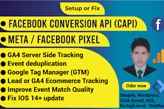 setup shopify facebook pixel, fb conversion API ga4 server side tracking by GTM