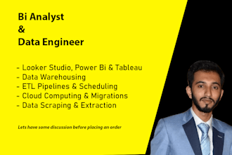 create power bi dashboards, looker studio, tableau and excel