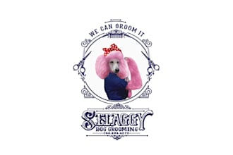 design modern dog grooming shop logo