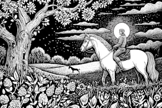 draw a line illustration, a linocut or an engraving